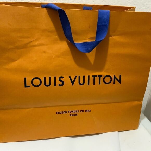 LOUIS VUITTON XL Empty 21”x19” Shopping Gift Bag Tote Orange Paper Extra Large - Picture 2 of 7